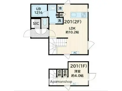 FULLEA奥沢(1LDK/1階)の間取り写真