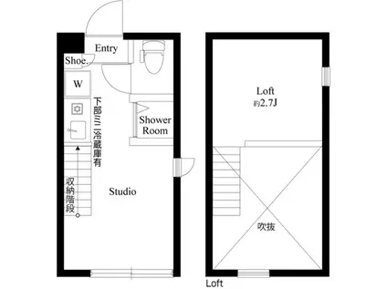 ハーモニーテラス上高井戸Ⅲ(ワンルーム/1階)の間取り写真