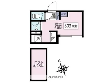 CRESTA松陰(ワンルーム/3階)の間取り写真