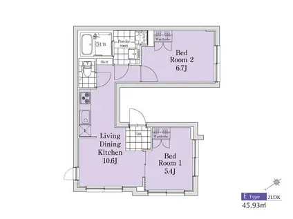 EXAM三軒茶屋2(2LDK/4階)の間取り写真