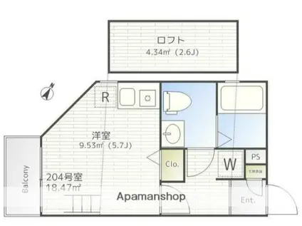 グランビル中野白鷺(ワンルーム/2階)の間取り写真
