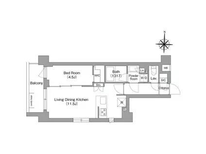 コンフォリア・リヴ永福町(1LDK/4階)の間取り写真