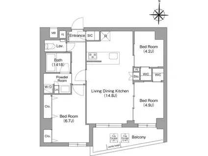 コンフォリア・リヴ永福町(3LDK/4階)の間取り写真