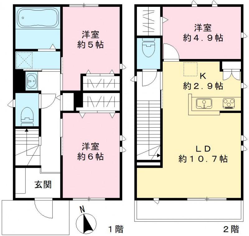 山手線 大崎駅 徒歩10分 2階建 築1027年(3LDK)の間取り写真