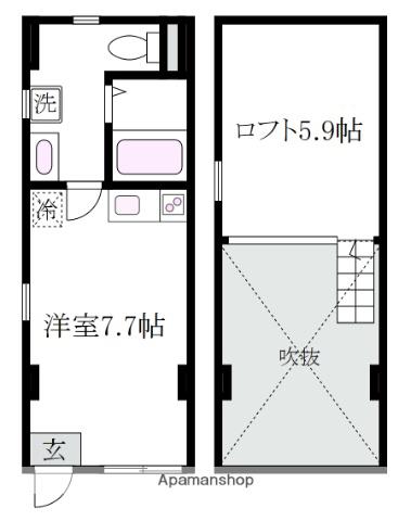 カーサ バンデルオーラ(ワンルーム/1階)の間取り写真