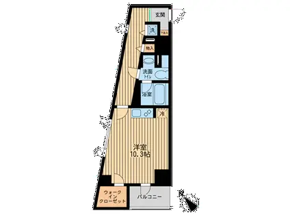 TKフラッツ渋谷(1K/10階)の間取り写真