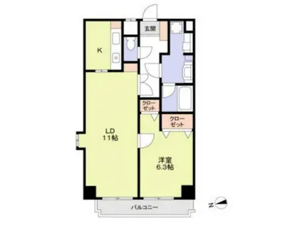 綾東ヴィレッジ弐番館(1LDK/5階)の間取り写真