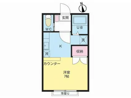 パークプログレス竹の塚B(1K/2階)の間取り写真