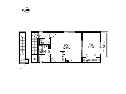プランタン(1LDK/2階)の間取り写真