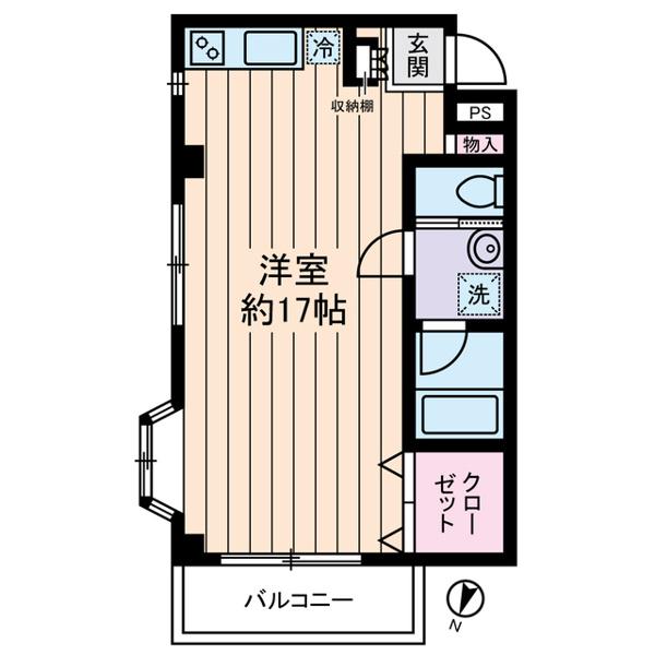 ドミール鎌倉Ⅲ(ワンルーム/3階)の間取り写真