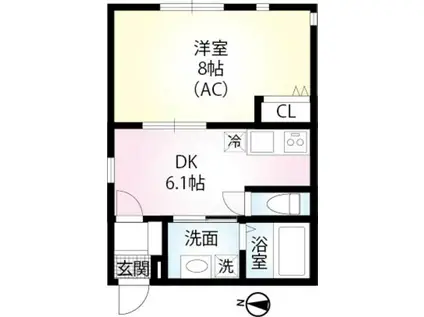 SQUARE2(1DK/2階)の間取り写真