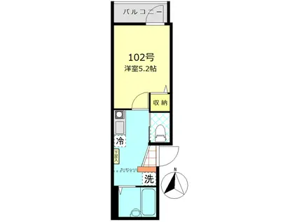 エムキューブ北綾瀬(1K/1階)の間取り写真