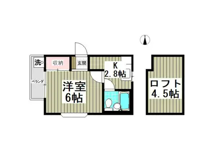 大宝ハイツ(1K/2階)の間取り写真