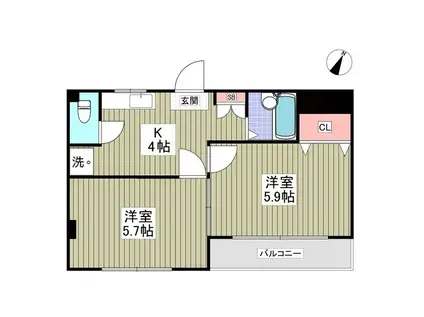 加島コーポ(2K/2階)の間取り写真