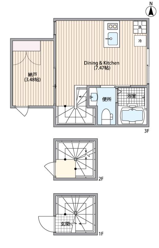 COFFRET千住大橋(ワンルーム/3階)の間取り写真