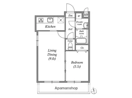 アーバーハイツ六町4丁目(1LDK/5階)の間取り写真