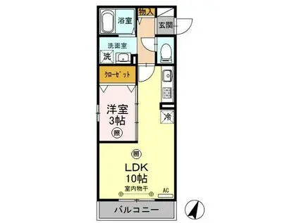 メルヴェーユ八潮中央B(1LDK/3階)の間取り写真