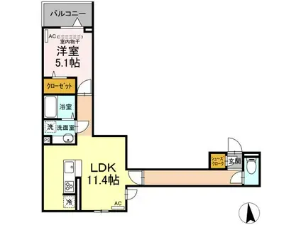 セレスティア扇I(1LDK/3階)の間取り写真
