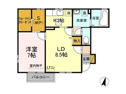 吉野ハイツⅢ(1LDK/1階)の間取り写真