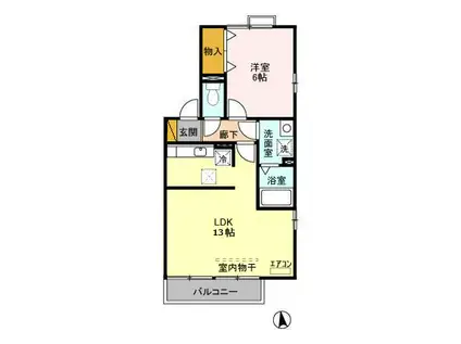 ウィルモア新松戸A(1LDK/1階)の間取り写真