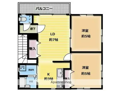 メゾントーコー(ワンルーム/2階)の間取り写真