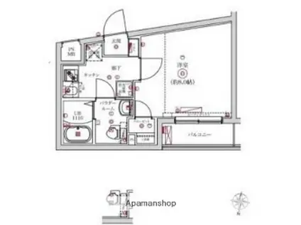 ベルシードα綾瀬(1K/2階)の間取り写真