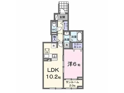 イーストフィールドⅡ(1LDK/1階)の間取り写真