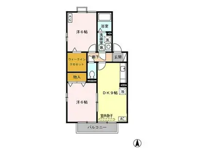 ツインハイムE(2DK/2階)の間取り写真