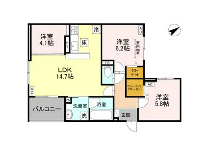 モンステラ(3LDK/1階)の間取り写真