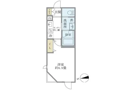 ミューズ新小岩(1K/4階)の間取り写真