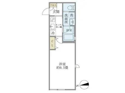 ミューズ新小岩(1K/4階)の間取り写真