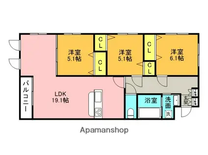 THE BELUGA 世田谷 RESIDENCE(3LDK/1階)の間取り写真