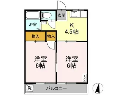 高橋ハイツ(2K/1階)の間取り写真