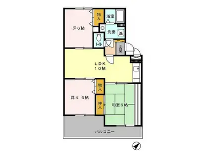 サニーハイツ(3LDK/2階)の間取り写真