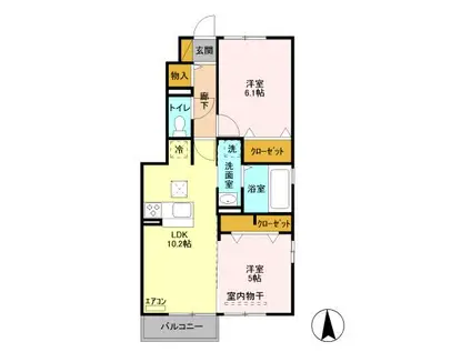 グリーンヒルズ(2LDK/1階)の間取り写真