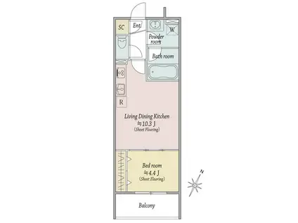 MOCXION扇(1LDK/1階)の間取り写真