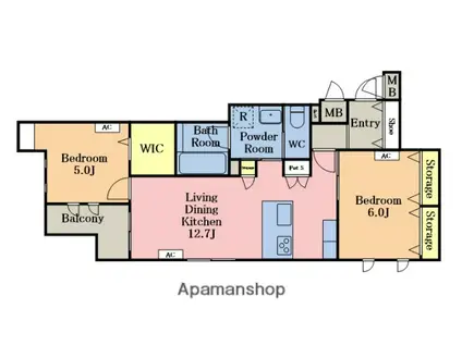 リアン八潮(2LDK/3階)の間取り写真
