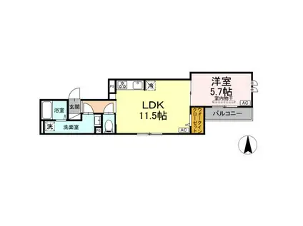 セレスティア扇VI(1LDK/2階)の間取り写真