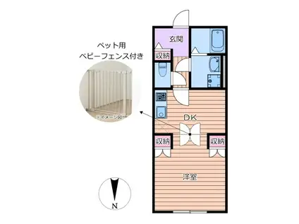 BRILLANTE PAWS 舎人(1DK/1階)の間取り写真