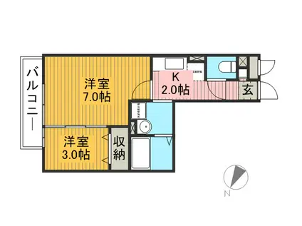 プロスパー八潮(2K/2階)の間取り写真