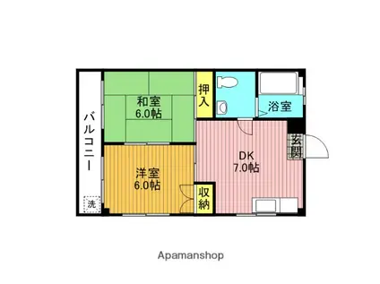 プレジール(2DK/1階)の間取り写真