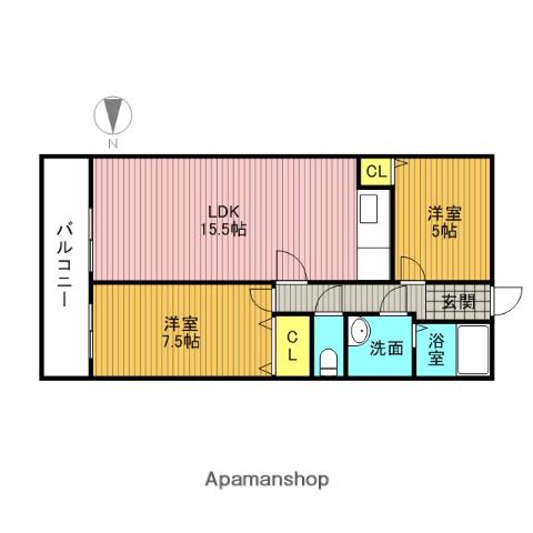 アパートメントカヤ田園調布(2LDK/2階)の間取り写真