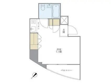 雅叙園碑文谷ドミトリィ(ワンルーム/4階)の間取り写真