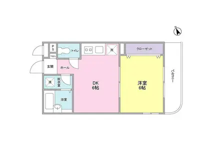 ブルーシャトー戸越(1DK/5階)の間取り写真