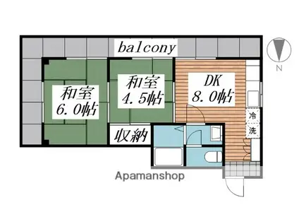 品川ハイツ(2DK/3階)の間取り写真