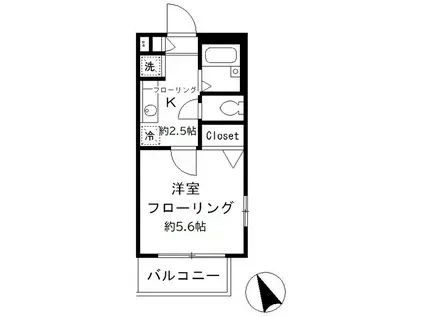 エストゥディオ(1K/3階)の間取り写真
