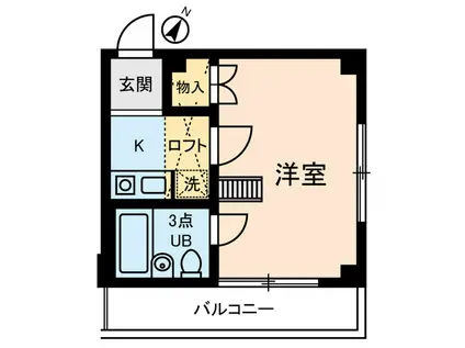イリス三田(1K/3階)の間取り写真