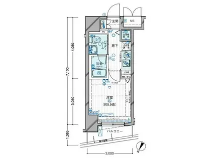 メインステージ目黒Ⅱ(1K/8階)の間取り写真