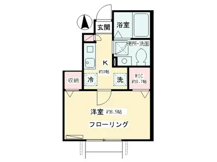 セゾンあざみ(1K/1階)の間取り写真