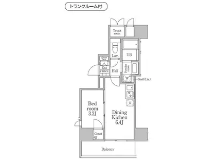レジディア三軒茶屋3(1DK/10階)の間取り写真